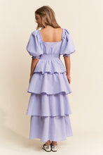 Lavender Square Neckline Ruffle Tiered Maxi Dress