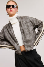 Storm Vertical Stripe Wash Faux Leather Jacket