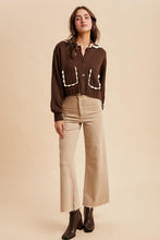 Chestnut Doll Collar Button Up Cardigan