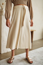 White Belted Wrap Midi Skirt