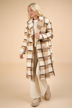 Mocha Mix Oversized Plaid Soft Fuzzy Button Down Long Coat