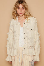 Cream Vintage Washed Lace Ruffle Solid Jacket