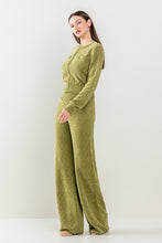 Olive Zip Up Banded Pants Set