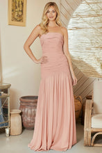 Rose Strapless Gathered Chiffon Sheath Gown