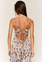 Olive Brown Animal Print Spaghetti Strap Tie Back Jumpsuit