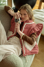 Red Gingham Pattern Sherpa Pocket Vest