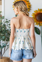 Blue Combo Flower Printed Lace Tube Top