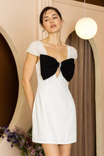 White Chiffon Sleeve Big Bow Detail Mini Dress