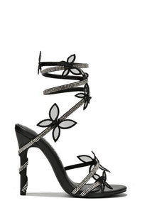 Black Womens Rhinestone Butterfly Dress Shoes Bitnari