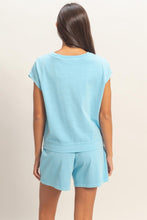 Blue Sleeveless Crew Neck Top And Shorts Set