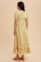 Daffodil Multi Bow Detail Floral Contrast Puff Dress