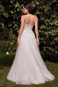 Off White Strapless A-Line Lace & Tulle Wedding Dress