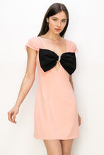 Peach Chiffon Sleeve Big Bow Detail Mini Dress