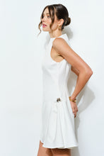 Ivory Metal Accent Side-pleat Sculpted Mini Dress