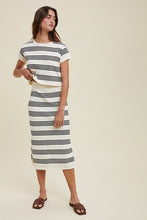Cream/Black Striped Sweater Top And Skirt Set