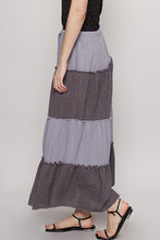 Ash Grey Adjustable Waistband Casual Long Skirt