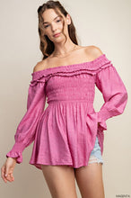 Magenta Tunic Off Shoulder Smocked Top