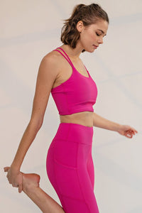Neon Pink Plus Size Nylon Rib Sports Bra