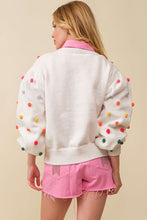 White 3D Multi Color Polka Dot Long Sleeve Sweater