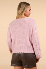 Blush Floral Button Crop Length Knit Sweater Cardigan