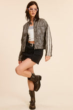 Storm Vertical Stripe Wash Faux Leather Jacket