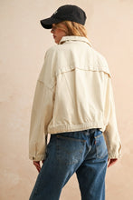 Ecru Cotton Moto Style Jacket