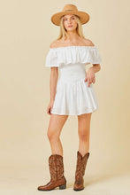White Off Shoulder Romper With Back Tie Detail