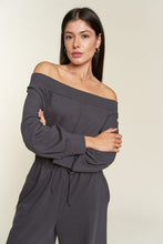 Dark Gray One Shoulder Terry Jumpsuit