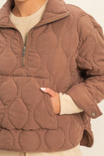Chestnut Quilted Half Zip High Neck Pullover