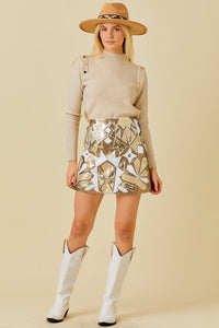 Taupe Shoulder Button Long Sleeve Sweater