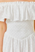 White Off Shoulder Romper With Back Tie Detail