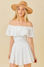 White Off Shoulder Romper With Back Tie Detail