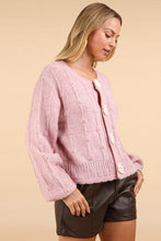 Blush Floral Button Crop Length Knit Sweater Cardigan