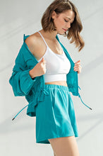 Blue Splash Plus Size Crinkle Woven Cropped Jacket