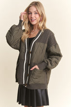 Olive Button Down Quilted Sweater Cardigan