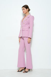 Pink Gold Button Double-breasted Tailored Blazer
