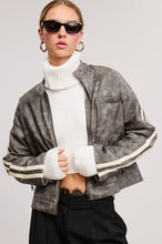 Storm Vertical Stripe Wash Faux Leather Jacket