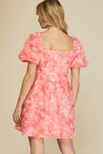 Pink Romantic Flower 3D Mesh Dress Mini Baby Doll Dress