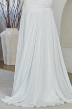 White Strapless Gathered Chiffon Sheath Gown