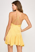 Yellow Satin A-line Mini Dress