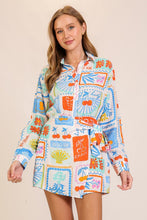White/Blue Mon Cheri Airflow Print Romper