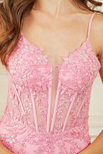 Pink Sleeveless Plunging Neck Fitted Tier Skirt Dress