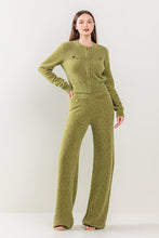Olive Zip Up Banded Pants Set