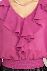 Purple Fresh Start Ruffled Chiffon Blouse