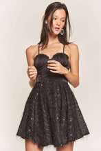 Black Satin Top With Sequin Bottom Contrast Dress
