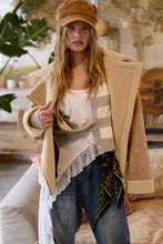 Taupe Contrast Detail Faux Fur Moto Jacket