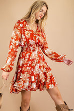 Rust Soft Luxe Jacquard Stripe Flower Printed Smocked W