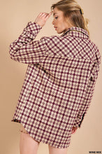 Wine Mix Plaid Shirt Button Down Jacket
