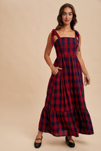 Red Tartan Cotton Maxi Dress