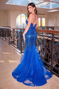 Royal Sequin Fitted Gown